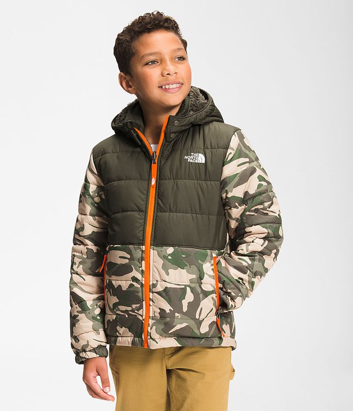 Chaqueta The North Face Niño Printed Reversible Mount Chimbo Full Cremallera Hooded - Colombia IXESAN685 - Verde/Camuflaje